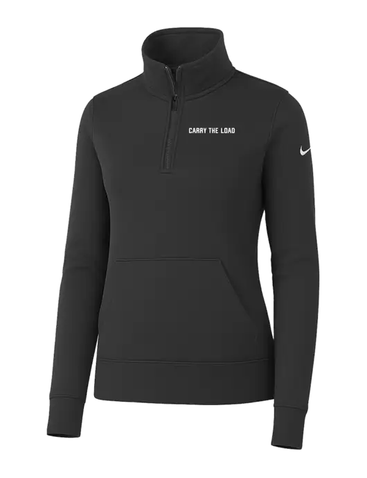 Nike Womens Dark Grey Club Fleece Sleeve Swoosh 1/2-Zip w/Carry The Load Logo