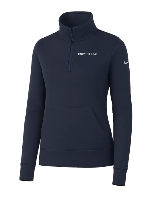 Nike Womens Dark Navy Club Fleece Sleeve Swoosh 1/2-Zip w/Carry The Load Logo