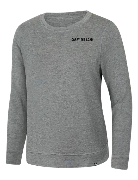 TravisMathew Womens Light Grey Heather Lightweight Long Weekend Crew w/Carry The Load Logo