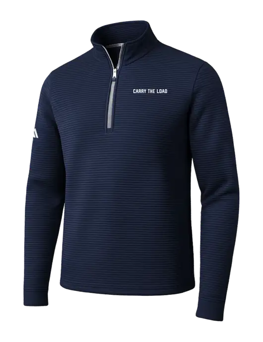 Adidas Navy Spacer Quarter-Zip Pullover w/Carry The Load Logo