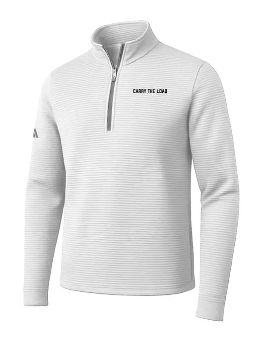 Adidas White Spacer Quarter-Zip Pullover w/Carry The Load Logo