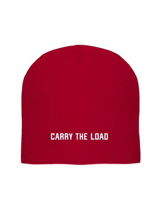 Solid Red Element Knit Beanie w/Carry The Load Logo