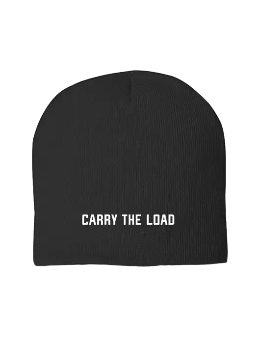 Solid Black Element Knit Beanie w/Carry The Load Logo