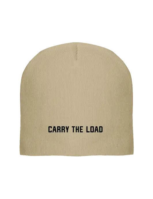 Solid Tan Element Knit Beanie w/Carry The Load Logo