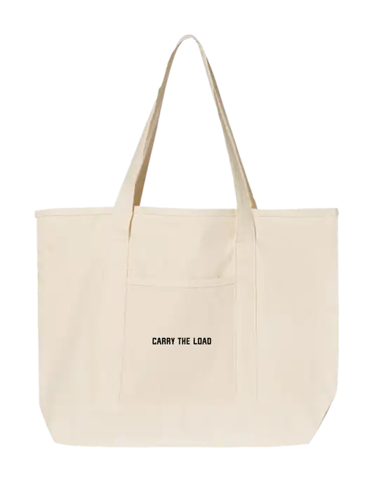 Natural Large Canvas Deluxe Tote w/Carry The Load Logo