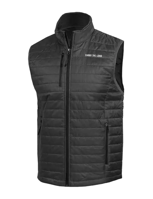 Packable Dark Grey Puffy Vest w/Carry The Load Logo