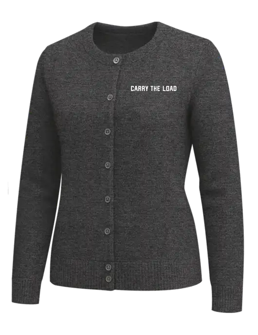 Brooks Brothers Womens Dark Grey Heather Washable Merino Cardigan Sweater w/Carry The Load Logo