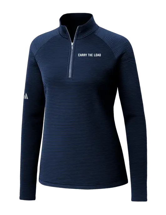 Adidas Womens Navy Spacer Quarter-Zip Pullover  w/Carry The Load Logo
