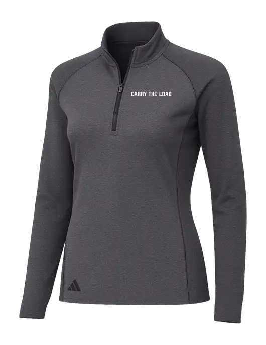 Adidas Womens Black Melange Space Dyed Quarter-Zip Pullover  w/Carry The Load Logo