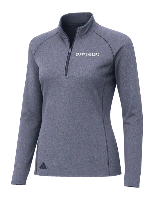 Adidas Womens Navy Melange Space Dyed Quarter-Zip Pullover  w/Carry The Load Logo
