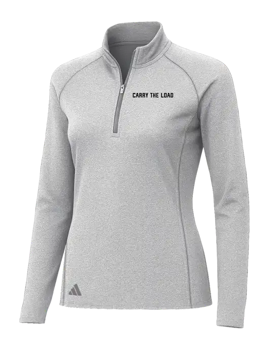 Adidas Womens Light Grey Heather Space Dyed Quarter-Zip Pullover  w/Carry The Load Logo