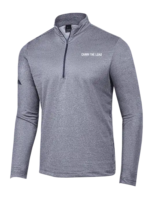 Adidas Navy Melange Space Dyed Quarter-Zip Pullover w/Carry The Load Logo