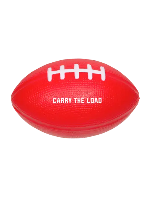 Red Stress Reliever Football w/Carry The Load Logo