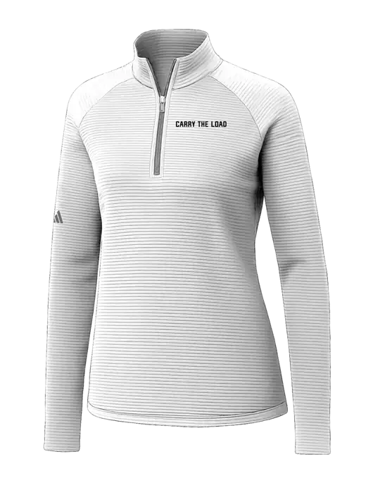 Adidas Womens White Spacer Quarter-Zip Pullover  w/Carry The Load Logo