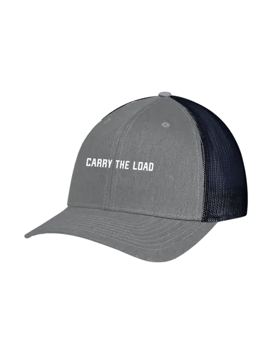Richardson Adjustable Snapback Original 112 Trucker Cap Heather Grey w/Navy Mesh w/Carry The Load Logo