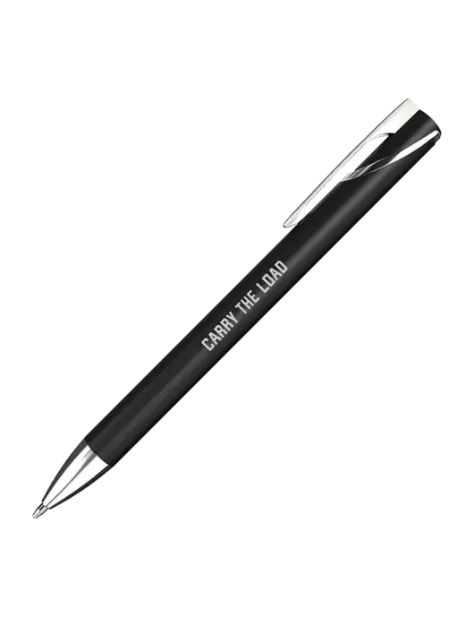 Black/Chrome HyperNova Ballpoint Pen - Black Ink w/Carry The Load Logo