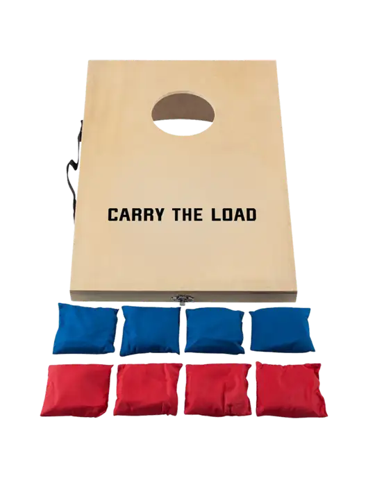 Mini 10 1/2" x 15 3/4" Wood Cornhole Game w/Carry The Load Logo