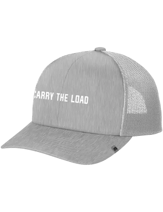 TravisMathew Light Medium Grey Heather Cruz Trucker Cap w/Carry The Load Logo