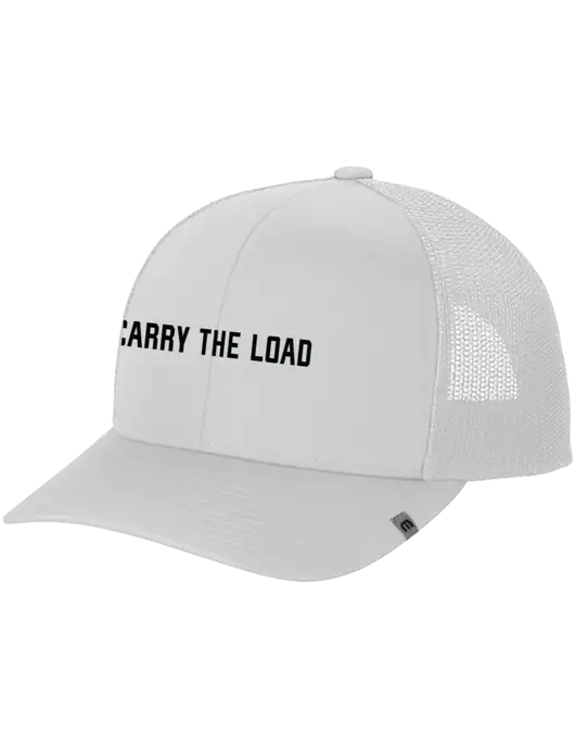 TravisMathew White Cruz Trucker Cap w/Carry The Load Logo