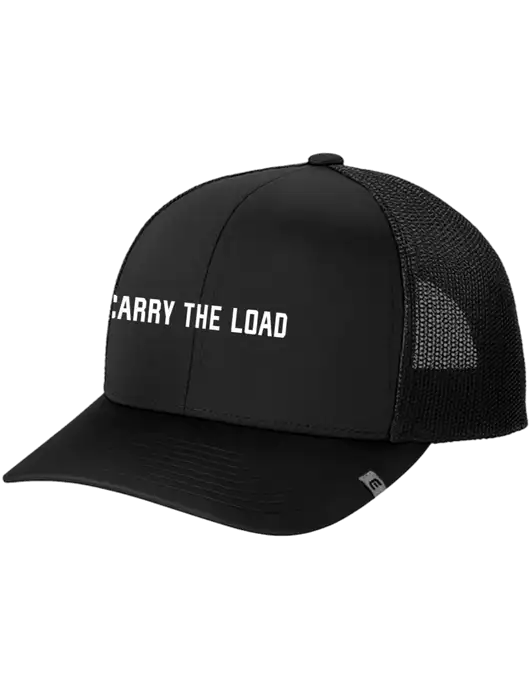 TravisMathew Black Cruz Trucker Cap w/Carry The Load Logo