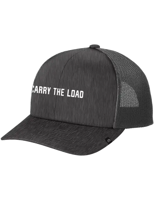 TravisMathew Very Dark Grey Heather Cruz Trucker Cap w/Carry The Load Logo