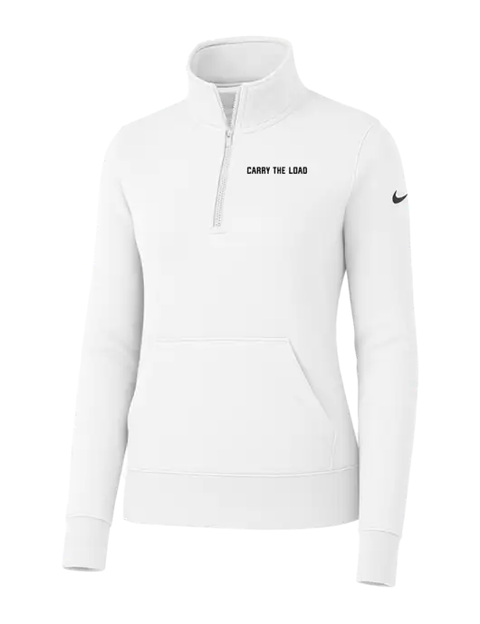 Nike Womens White Club Fleece Sleeve Swoosh 1/2-Zip w/Carry The Load Logo