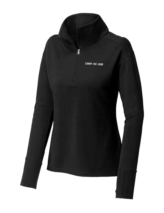 Womens Sport-Wick Flex Fleece Black 1/4-Zip w/Carry The Load Logo