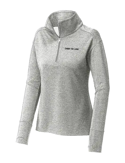 Womens Sport-Wick Flex Fleece Light Grey Heather 1/4-Zip w/Carry The Load Logo