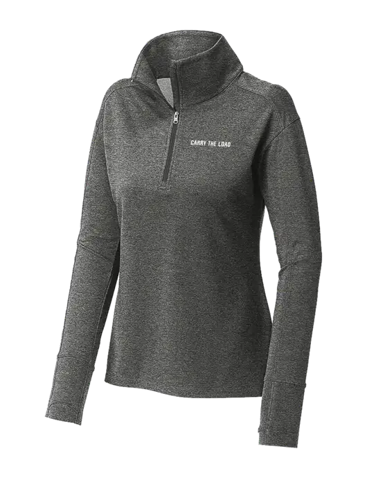 Womens Sport-Wick Flex Fleece Dark Grey Heather 1/4-Zip w/Carry The Load Logo