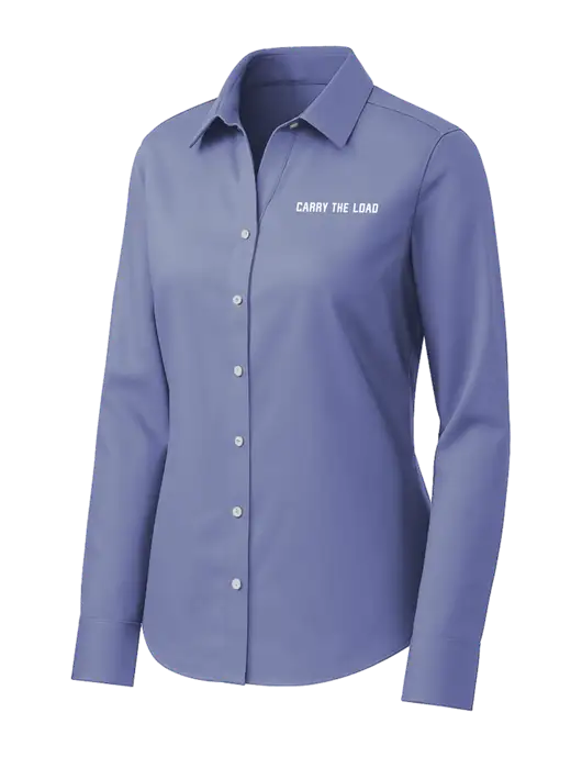 Brooks Brothers Womens Royal Blue Wrinkle-Free Stretch Pinpoint Shirt w/Carry The Load Logo