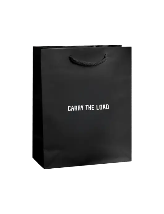 Black Gift Bag Gloss 8x10 w/Carry The Load Logo
