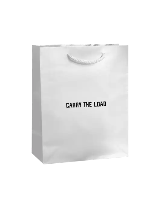White Gift Bag Gloss 8x10 w/Carry The Load Logo
