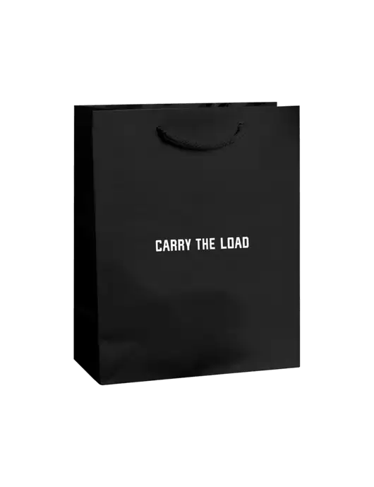 Black Gift Bag Matte 8x10 w/Carry The Load Logo