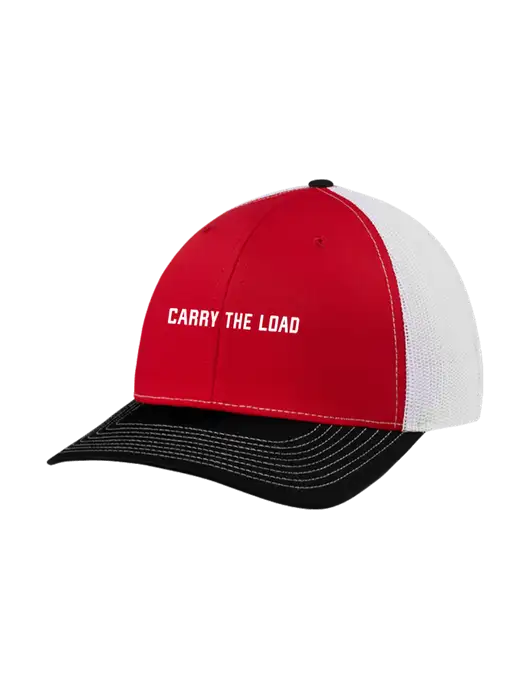 Richardson Adjustable Snapback Original 112 Trucker Cap Black/Red/White Mesh w/Carry The Load Logo