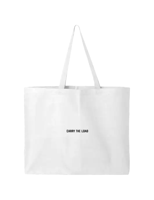 Sturdy Canvas White Tote w/Carry The Load Logo