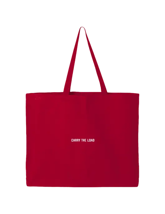Sturdy Canvas Red Tote w/Carry The Load Logo