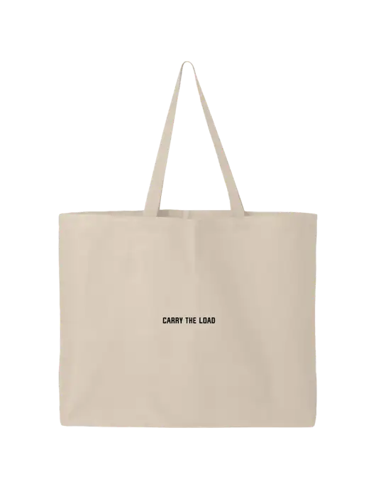 Sturdy Canvas Tan Tote w/Carry The Load Logo