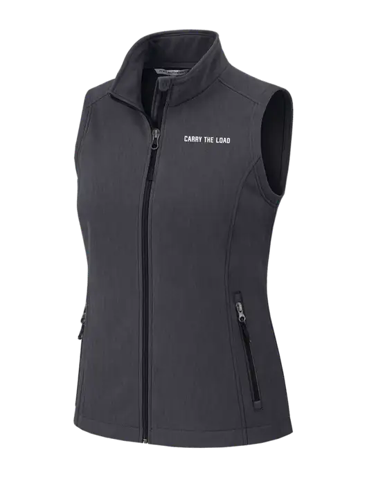 Charcoal Heather Womens Core Soft Shell Vest w/Carry The Load Logo