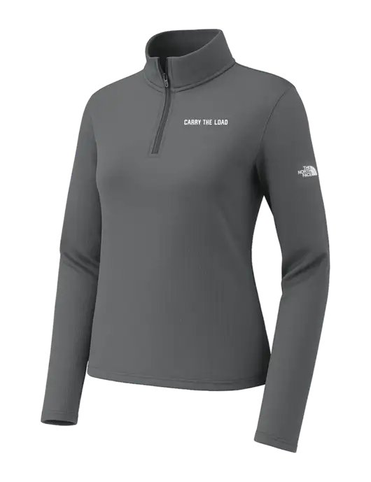 The North Face Womens Aim 1/4-Zip Dark Medium Grey Fleece w/Carry The Load Logo