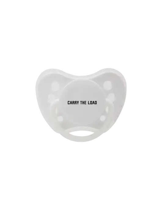 Silicone White Pacifier with Clear Cover w/Carry The Load Logo