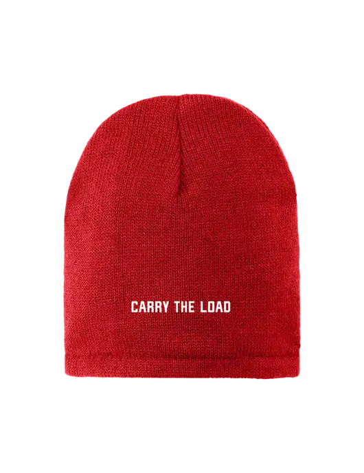 Red Fleece-Lined Beanie Cap w/Carry The Load Logo