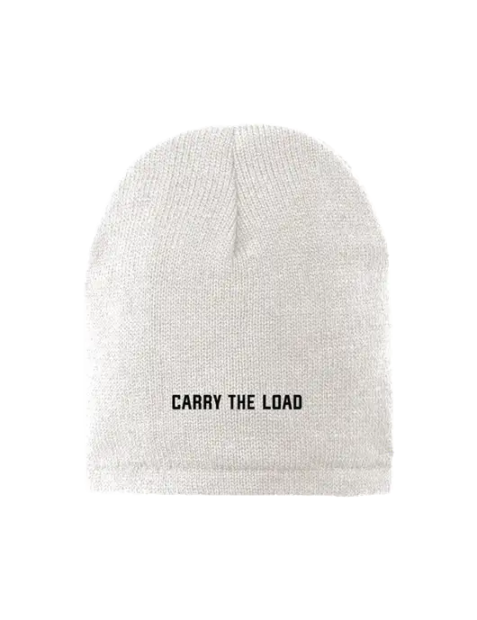 White Fleece-Lined Beanie Cap w/Carry The Load Logo