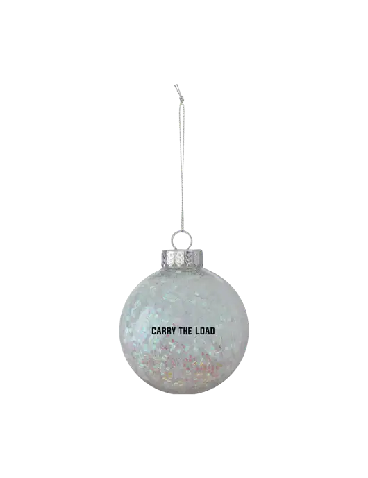 Light Silver Shimmer Sphere Ornament w/Carry The Load Logo