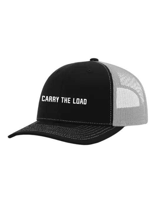 Richardson Adjustable Snapback Original 112 Trucker Cap Black w/White Mesh w/Carry The Load Logo