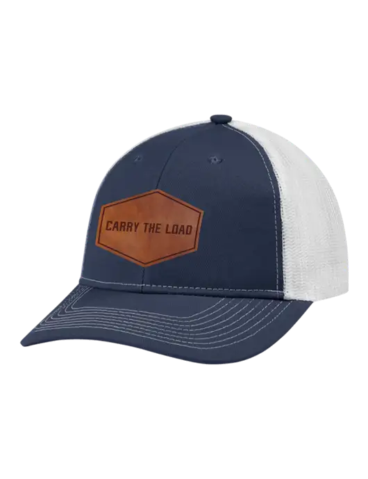 Snapback Ponytail Trucker Cap Navy w/White Mesh w/Carry The Load Logo