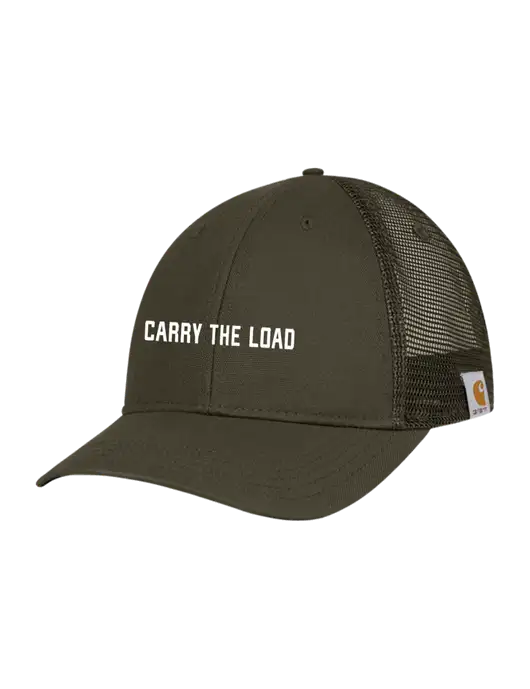 Carhartt Dark Olive Canvas Trucker Cap w/Carry The Load Puff Logo