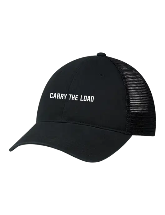 Richardson 111 Garment Washed Trucker Cap Black w/Black Mesh w/Carry The Load Puff Logo