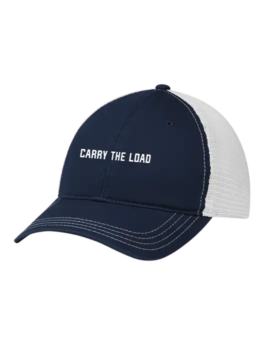 Richardson 111 Garment Washed Trucker Cap Navy w/White Mesh w/Carry The Load Puff Logo