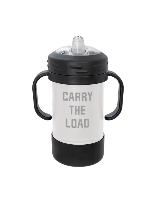 Polar Camel 10 oz Powder Coated White Sippy Cup w/Carry The Load Logo