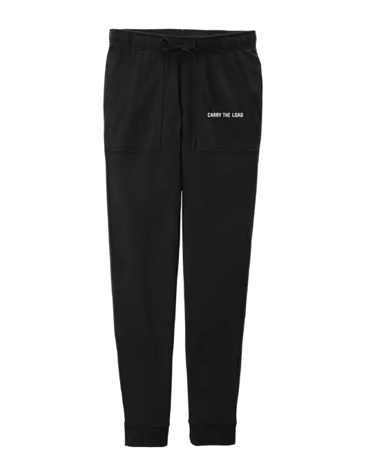Womens Posicharge Tri-blend Wicking Black Triad Solid Fleece Jogger w/Carry The Load Logo
